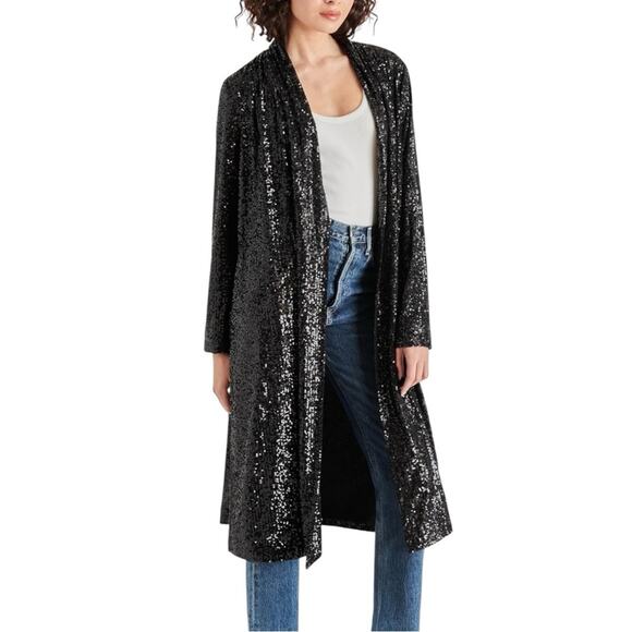 Anthropologie x BB Dakota sequin duster open cardigan black size small - Picture 3 of 12